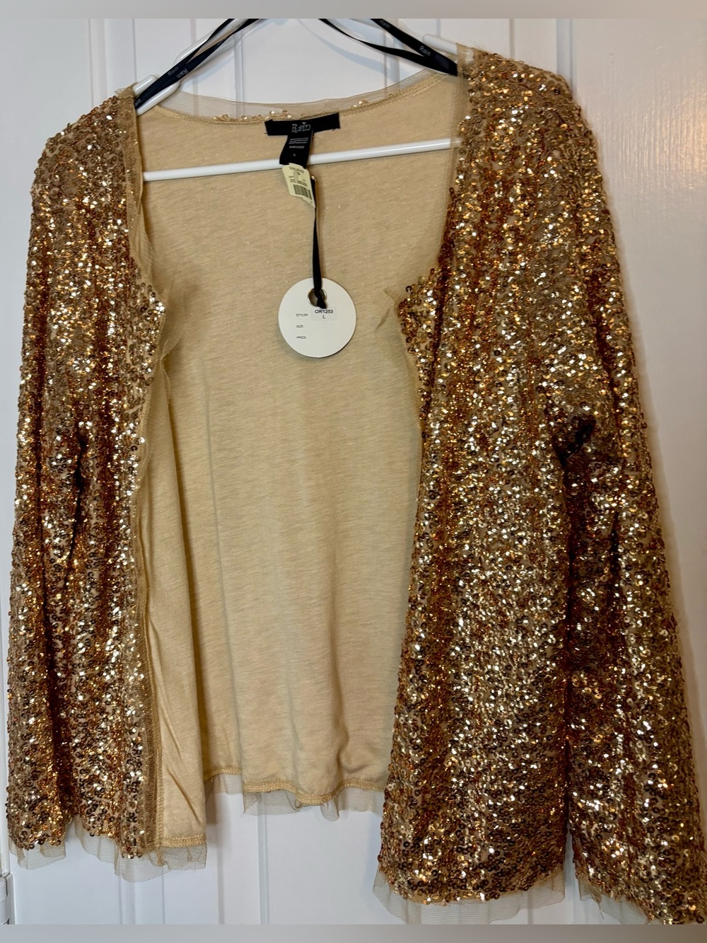 Gold Sequin Open-Front Women's Cardigan by Zara